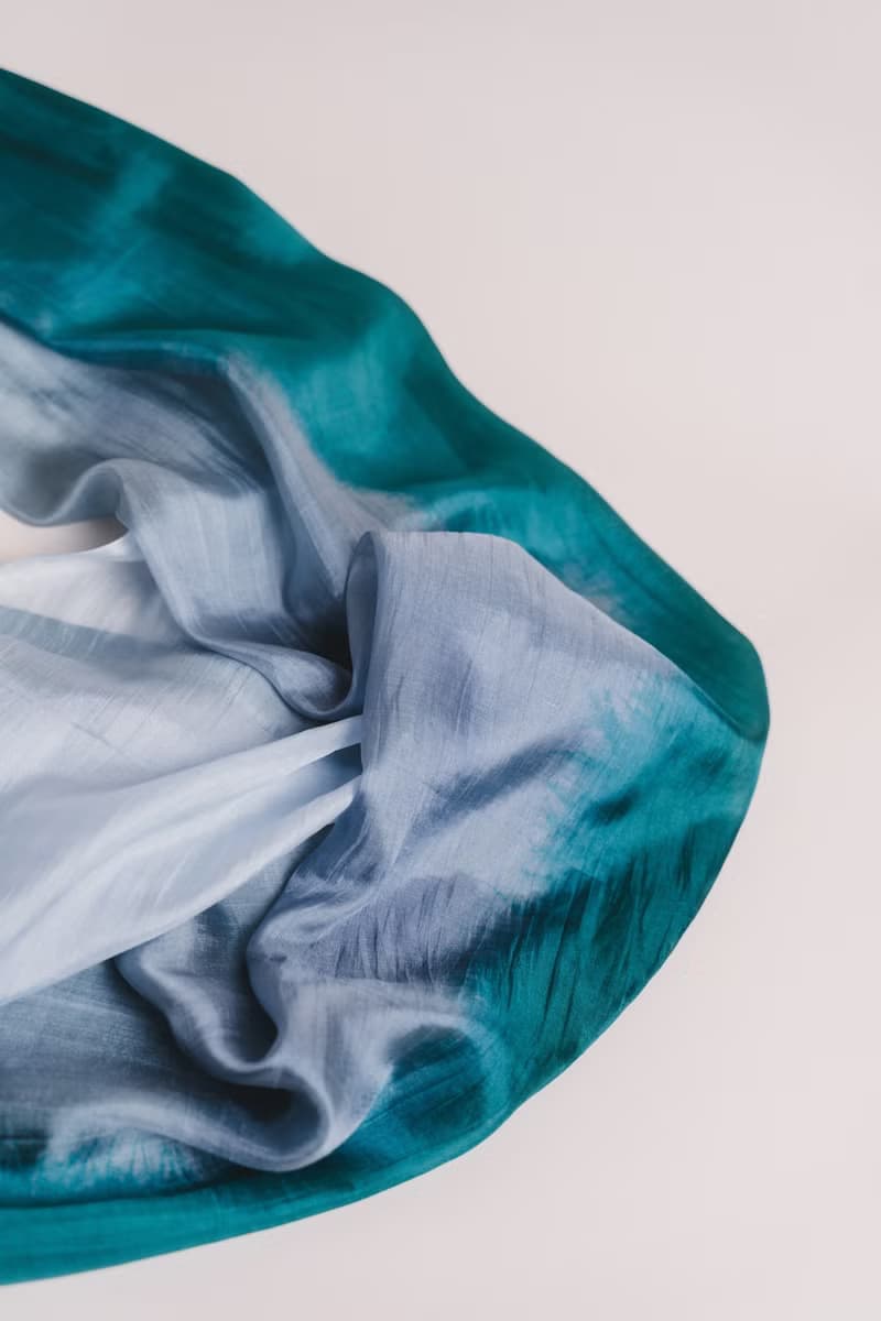 100% Mulberry Silk Scarf – Hand Dyed, Lightweight, Emerald Green-Grey Ombre