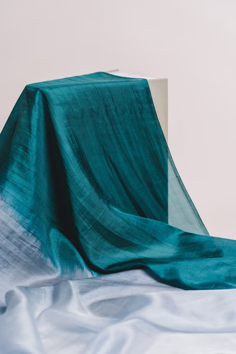 100% Mulberry Silk Scarf – Hand Dyed, Lightweight, Emerald Green-Grey Ombre
