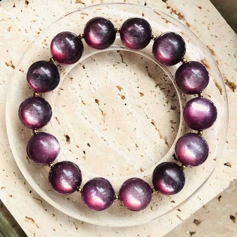 ITS-B601【設計款・ㄧ圖一物・紫鋰雲母】精品天然石水晶手鍊手環