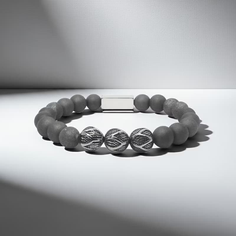 熾焰Flames | 星河瑪瑙 x 火球手鍊 銀飾天然石 男串珠手鍊