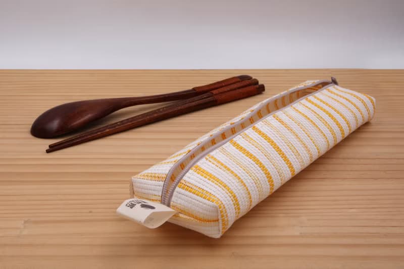 【紙布家】紙線編織 大餐具袋 黃白