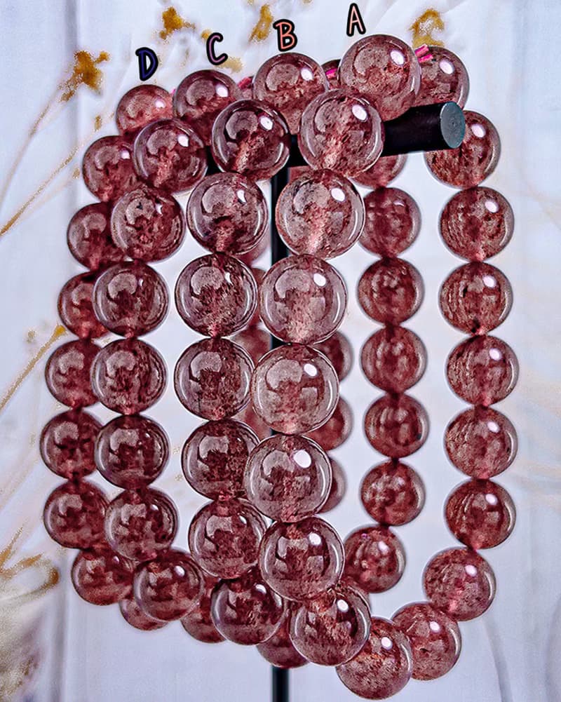 【星光透體草莓晶】畢業級士多啤梨晶 鴿血紅草莓晶 水晶手串手鍊
