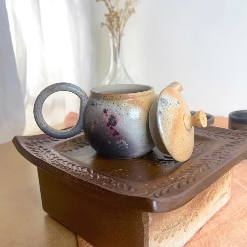 柴燒灰切瓷壺 新彩燒 陶藝 手作作品 | 禮物 收藏 陳威恩作