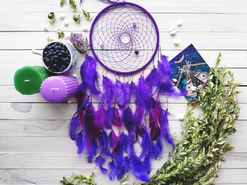 Purple dream catcher, Birthday gift, Large dreamcatcher, Bedroom wall hanging
