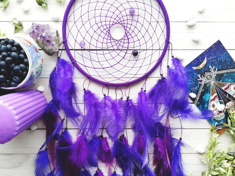 Purple dream catcher, Birthday gift, Large dreamcatcher, Bedroom wall hanging