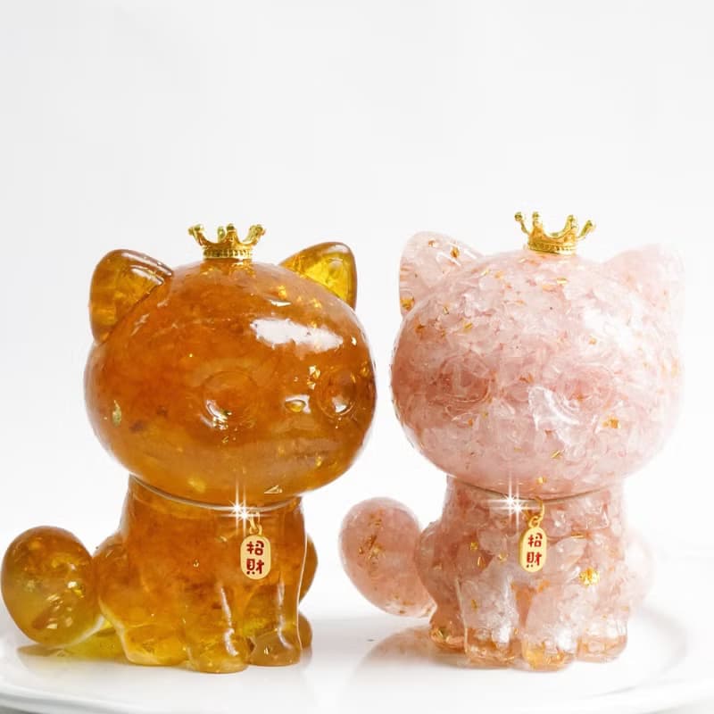 【Hourrae荷萊】富貴招財貓 水晶擺件