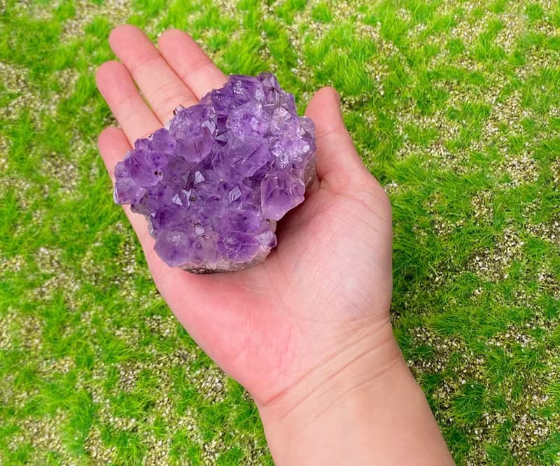 天然原皮原礦紫晶簇紫水晶家居 辦公室 療癒 擺件 可消磁晶石手鍊