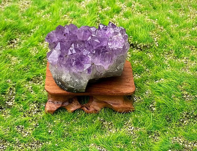 天然原皮原礦紫晶簇紫水晶家居 辦公室 療癒 擺件 可消磁晶石手鍊