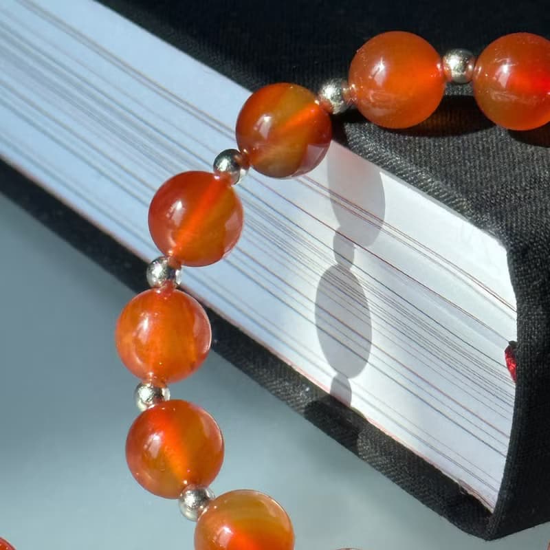 【巨蟹獅子座|7月】紅瑪瑙簡約鍍銀手鏈 正面能量 鎮定自信 睡眠