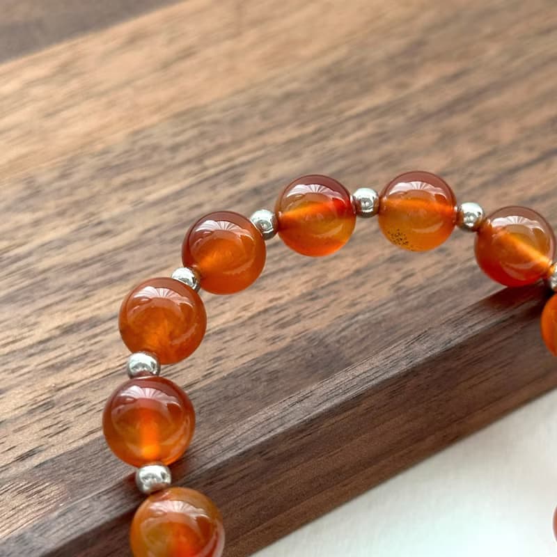 【巨蟹獅子座|7月】紅瑪瑙簡約鍍銀手鏈 正面能量 鎮定自信 睡眠