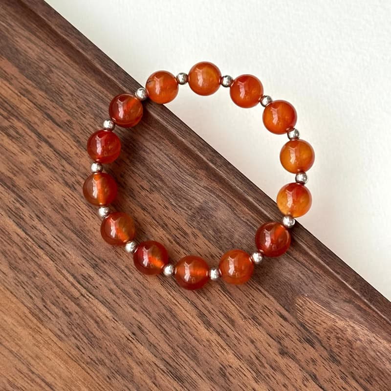 【巨蟹獅子座|7月】紅瑪瑙簡約鍍銀手鏈 正面能量 鎮定自信 睡眠