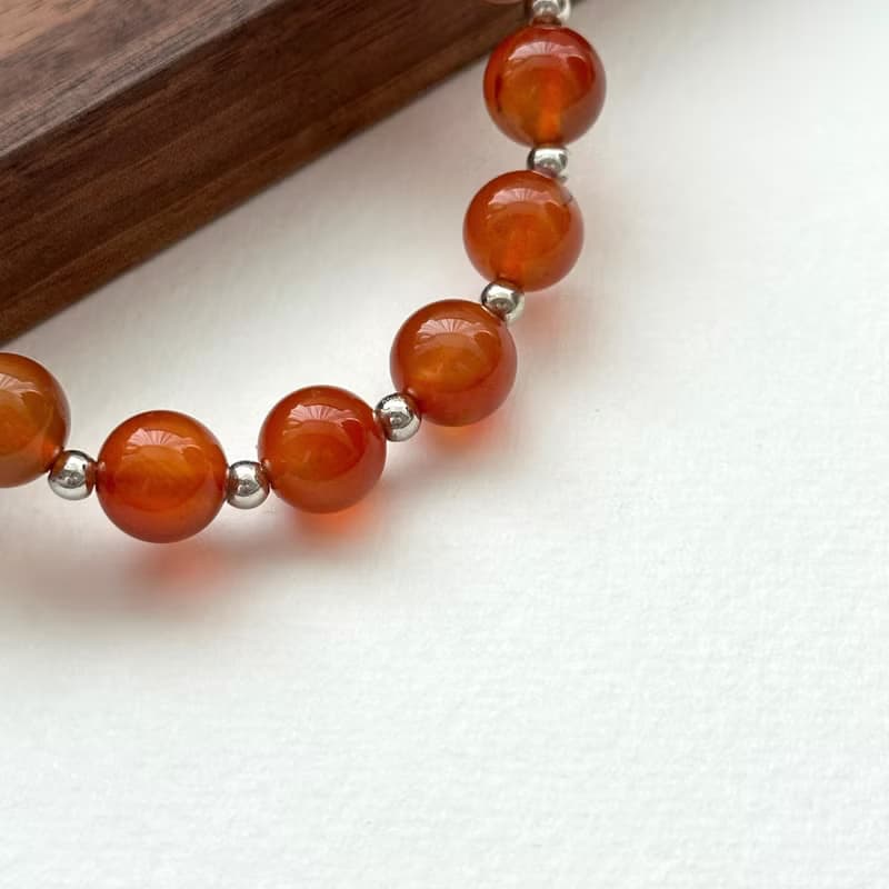 【巨蟹獅子座|7月】紅瑪瑙簡約鍍銀手鏈 正面能量 鎮定自信 睡眠