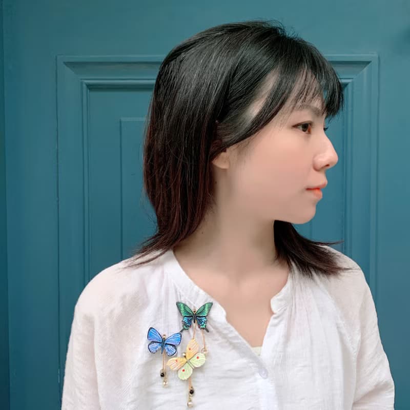 胸針 台灣琉璃翠鳳蝶 刺繡 台灣 蝴蝶 珍珠 禮物 禮盒  手工