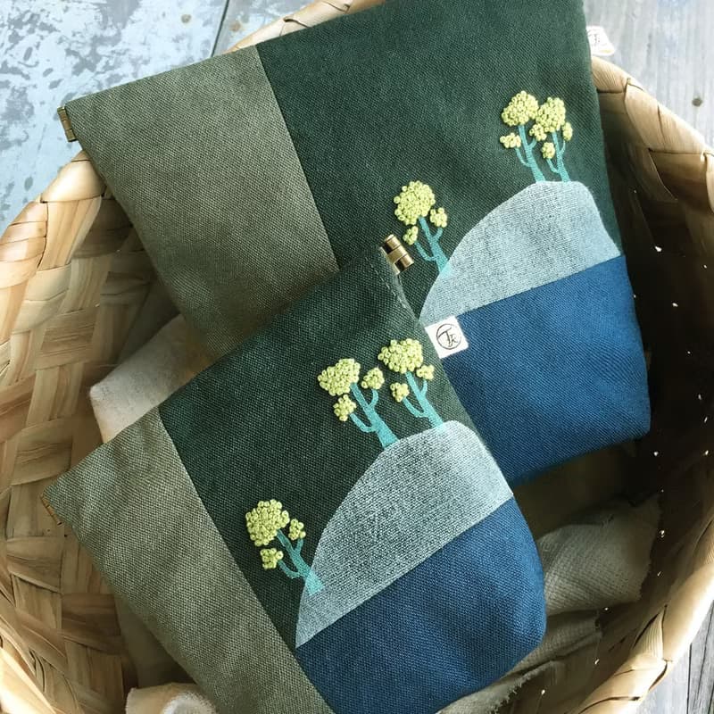 【Goody Bag】小丘之森系列 任選一大一小 印染刺繡 彈片口金收納
