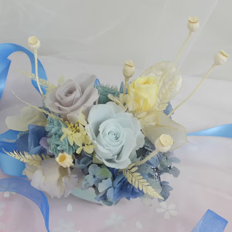 海洋風玫瑰永生盆花 結婚捧花永生乾燥花畢業謝師禮物生日畢業禮