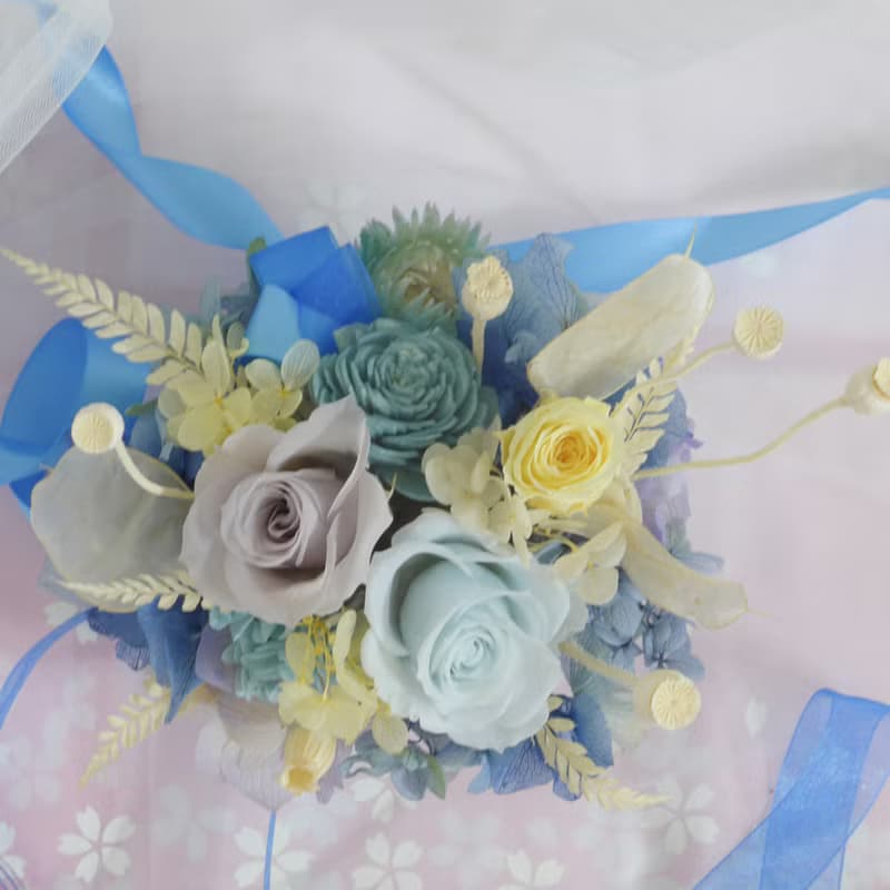 海洋風玫瑰永生盆花 結婚捧花永生乾燥花畢業謝師禮物生日畢業禮