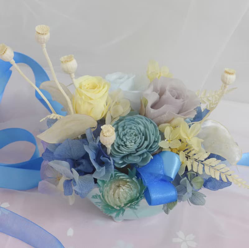 海洋風玫瑰永生盆花 結婚捧花永生乾燥花畢業謝師禮物生日畢業禮