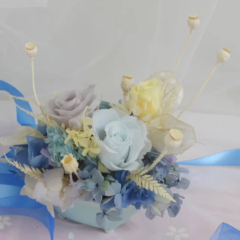 海洋風玫瑰永生盆花 結婚捧花永生乾燥花畢業謝師禮物生日畢業禮