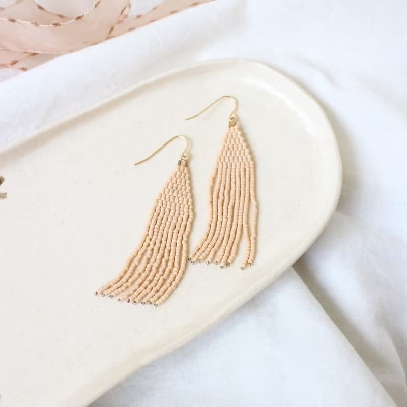 串珠耳飾_流蘇/裸色/beading earing
