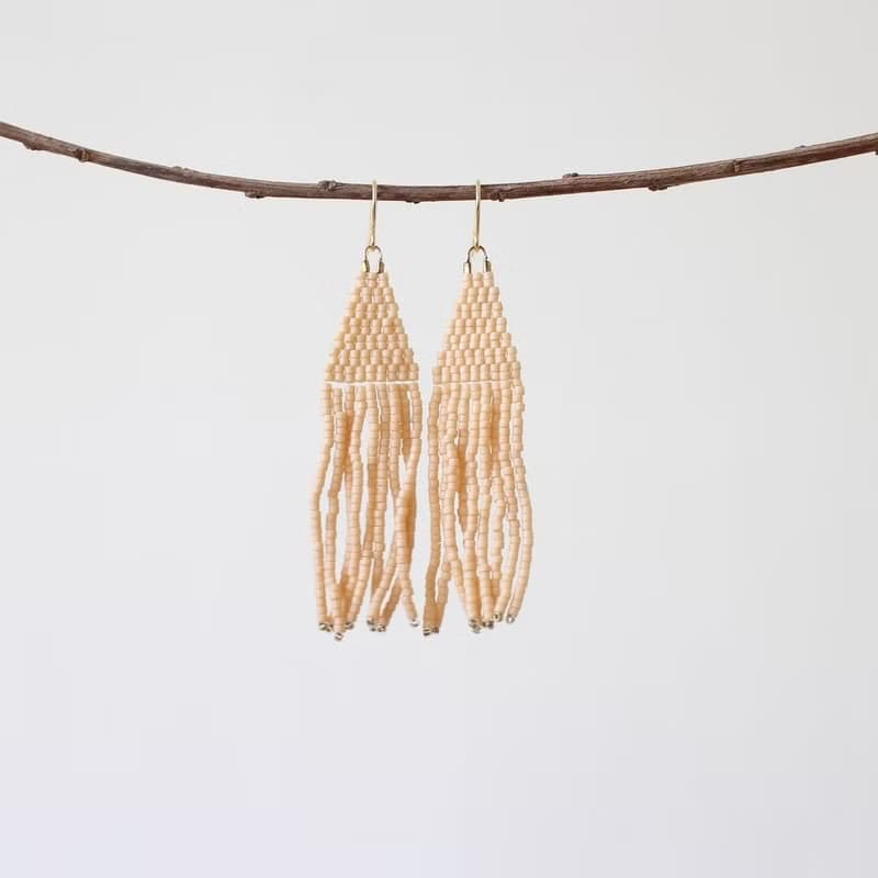 串珠耳飾_流蘇/裸色/beading earing