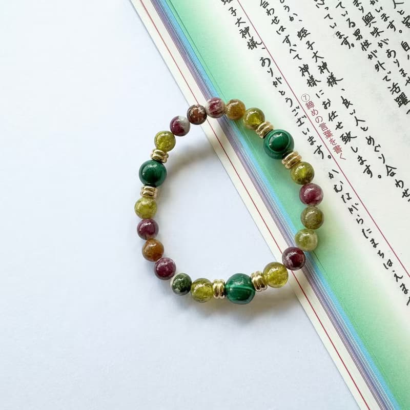 孔雀石 橄欖石 彩碧璽 新年  天然水晶 礦石 禮物 日本直郵