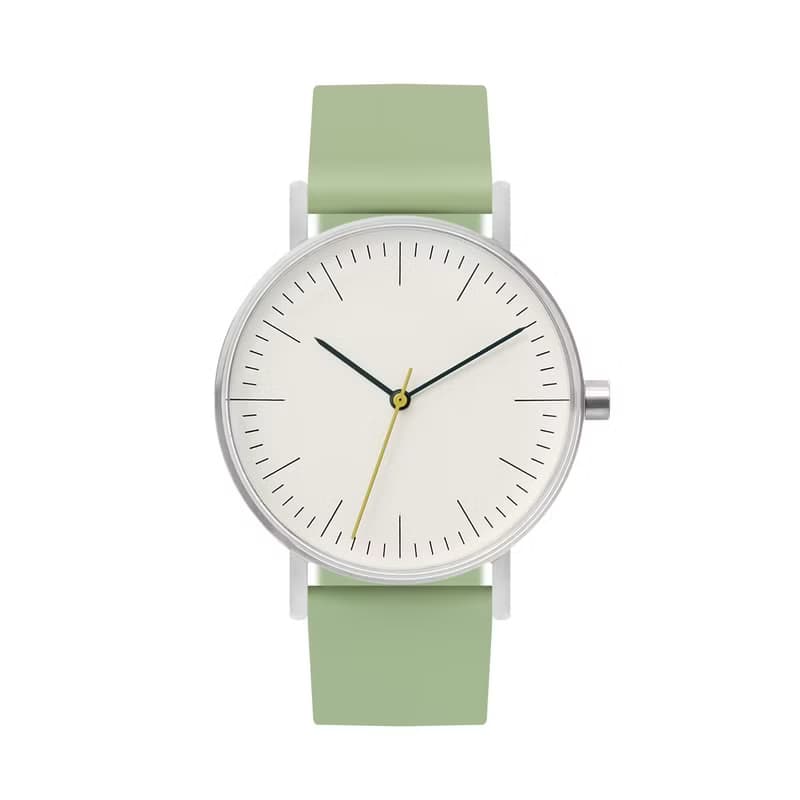 BIJOUONE彼樹灣B001系列牛油果色硅膠表帶可愛風極簡設計防水手錶