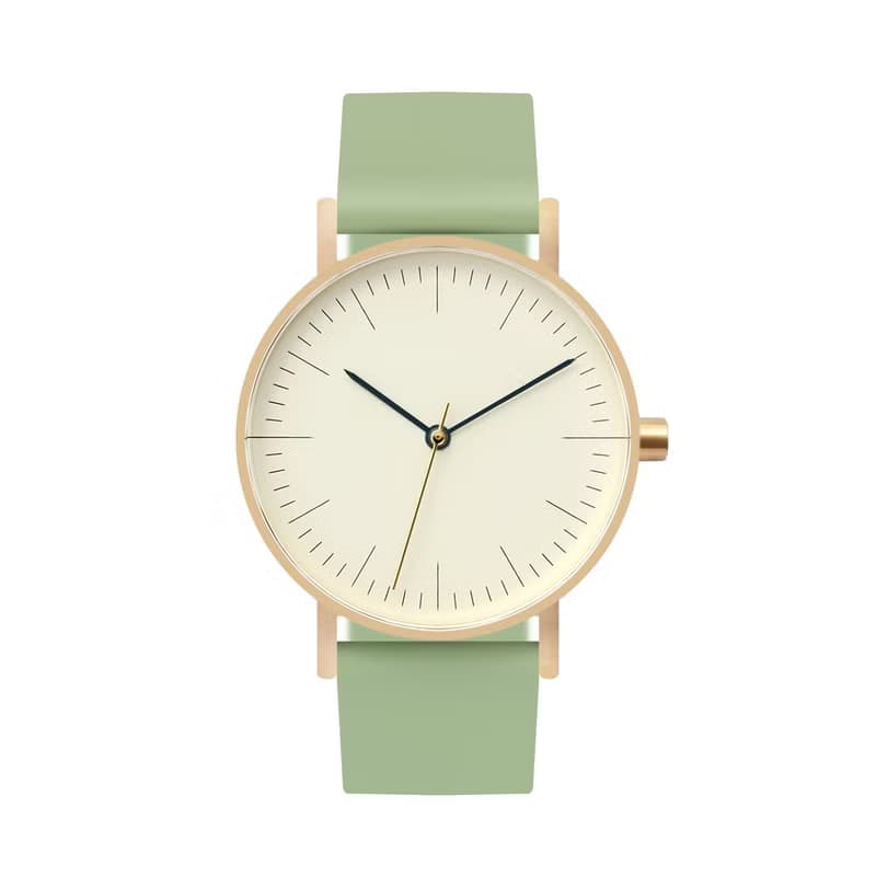 BIJOUONE彼樹灣B001系列牛油果色硅膠表帶可愛風極簡設計防水手錶