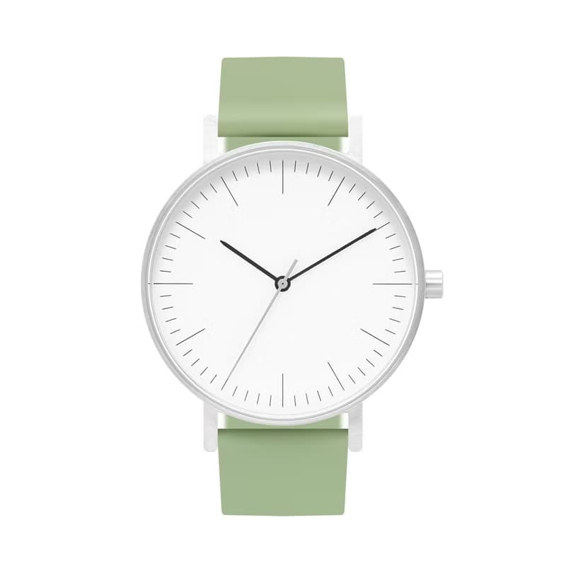 BIJOUONE彼樹灣B001系列牛油果色硅膠表帶可愛風極簡設計防水手錶