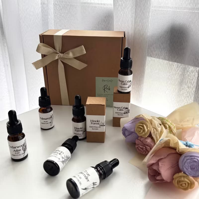 森語花禮-水泥擴香石花束 × 精油香氛禮盒組