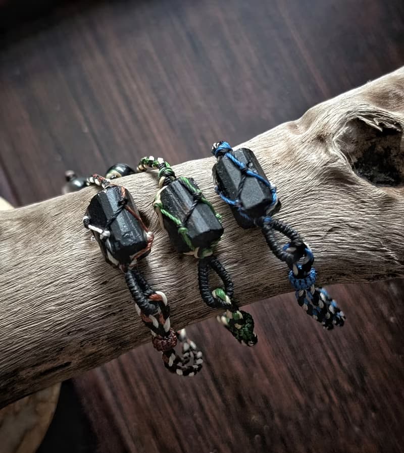 黑碧璽原礦&銀曜石編織手環│護身符│避邪擋煞│防小人