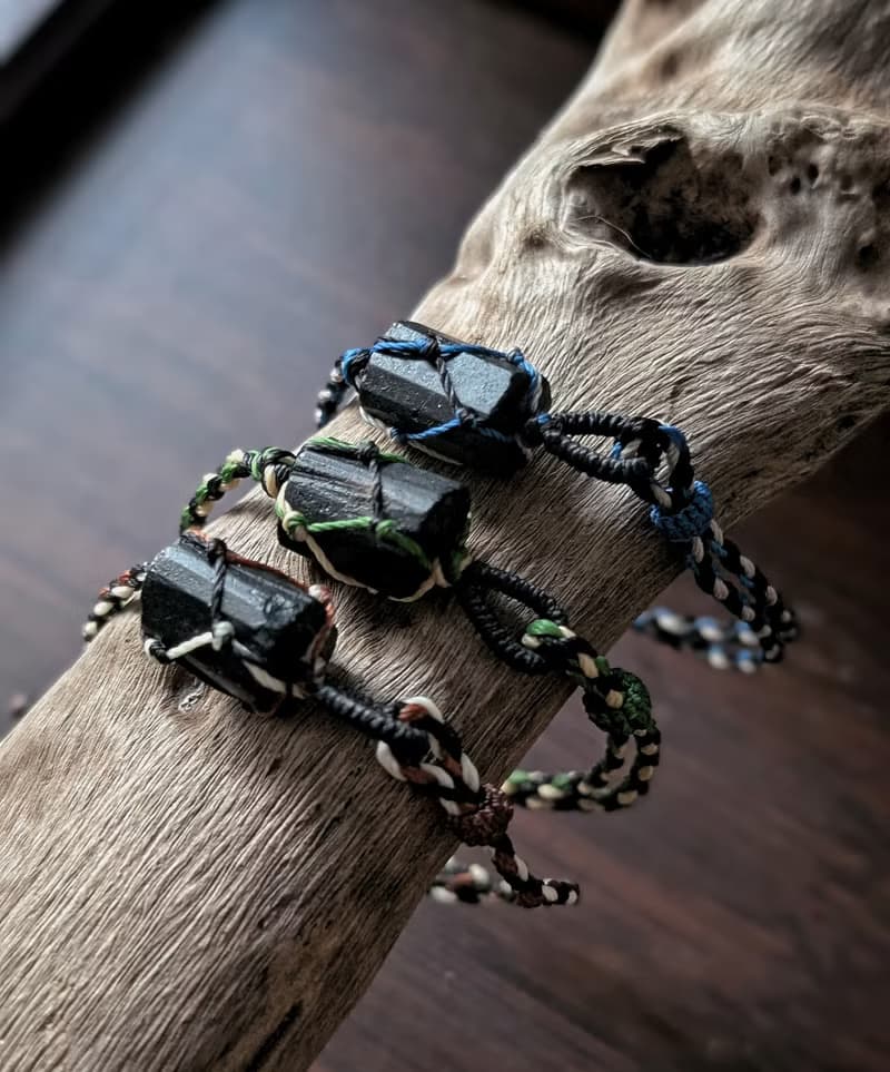 黑碧璽原礦&銀曜石編織手環│護身符│避邪擋煞│防小人