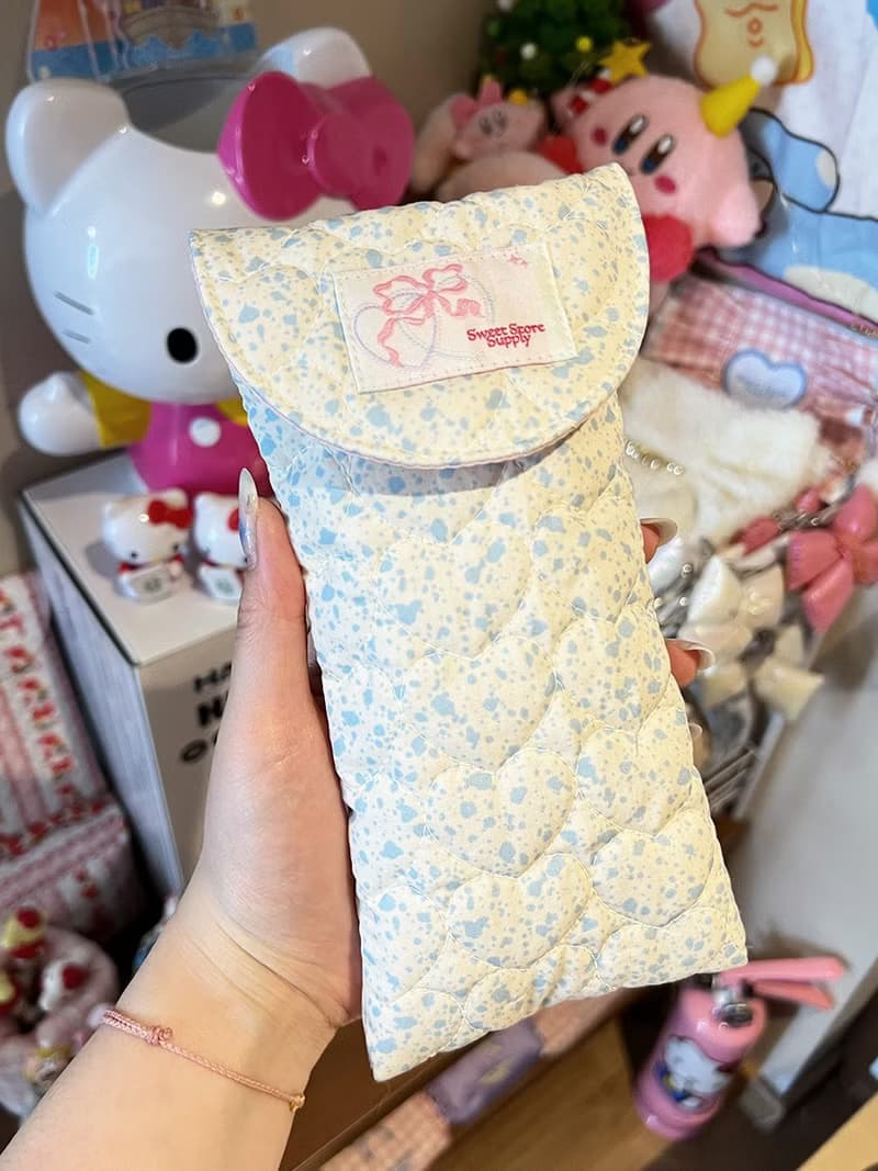 Sweetstore Supply原創可愛甜美清新藍奶牛收納魔術貼粘貼筆袋