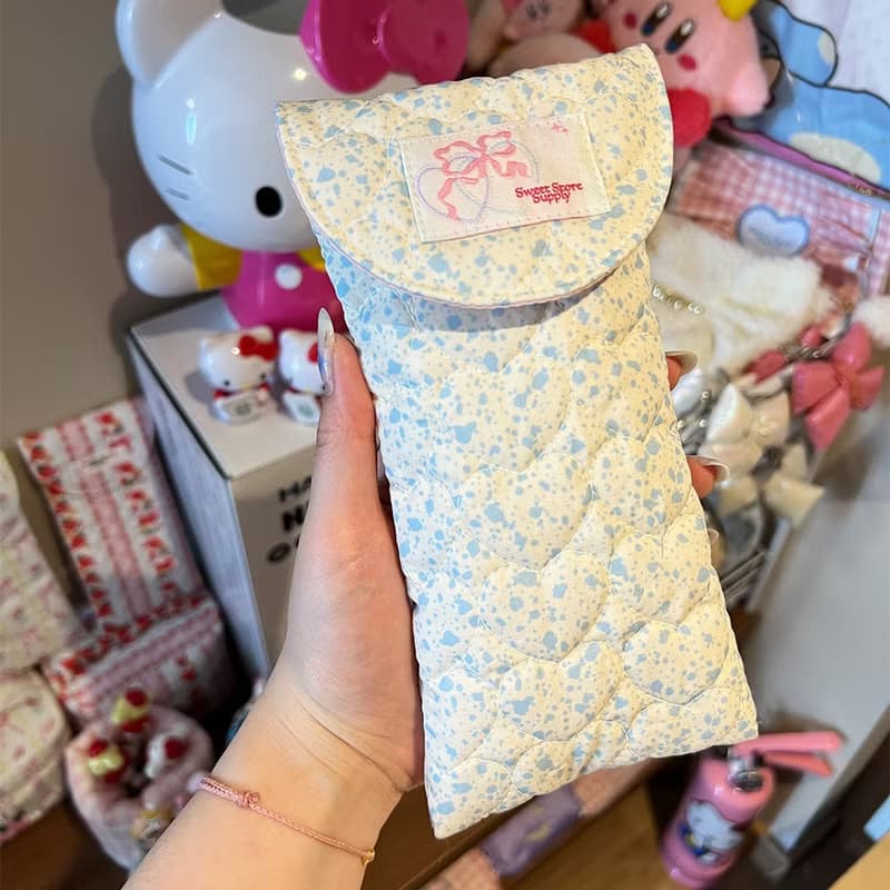 Sweetstore Supply原創可愛甜美清新藍奶牛收納魔術貼粘貼筆袋