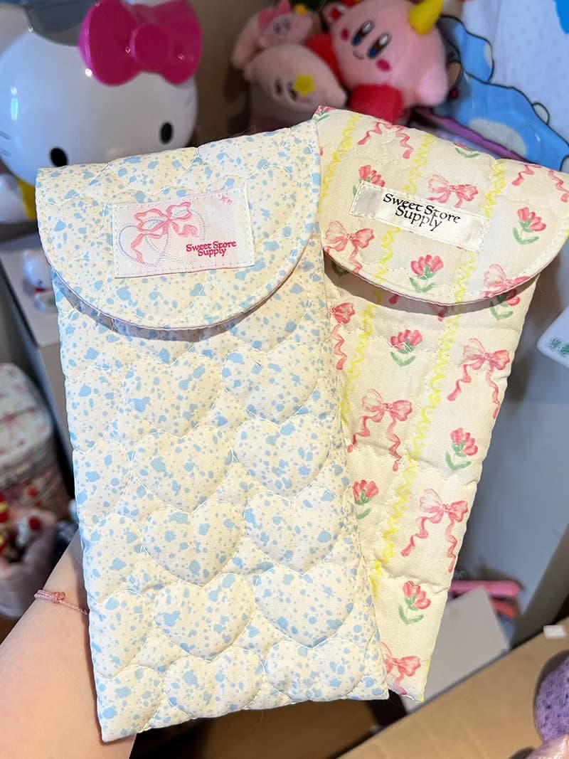 Sweetstore Supply原創可愛甜美清新藍奶牛收納魔術貼粘貼筆袋