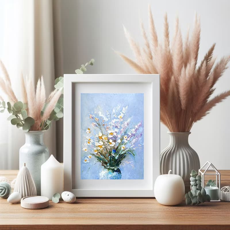 Field Flower Bouquet Original Painting, Floral Wall Art, Small Impasto Artwork