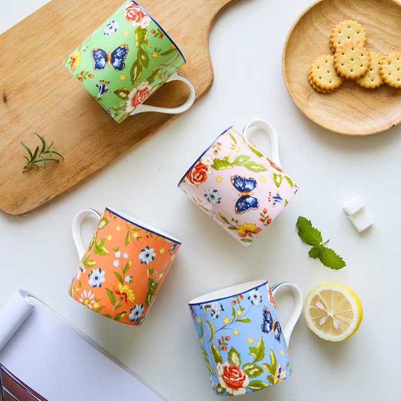Aynsley 小屋花園系列 陶瓷馬克杯四入組 400ml 四色一組