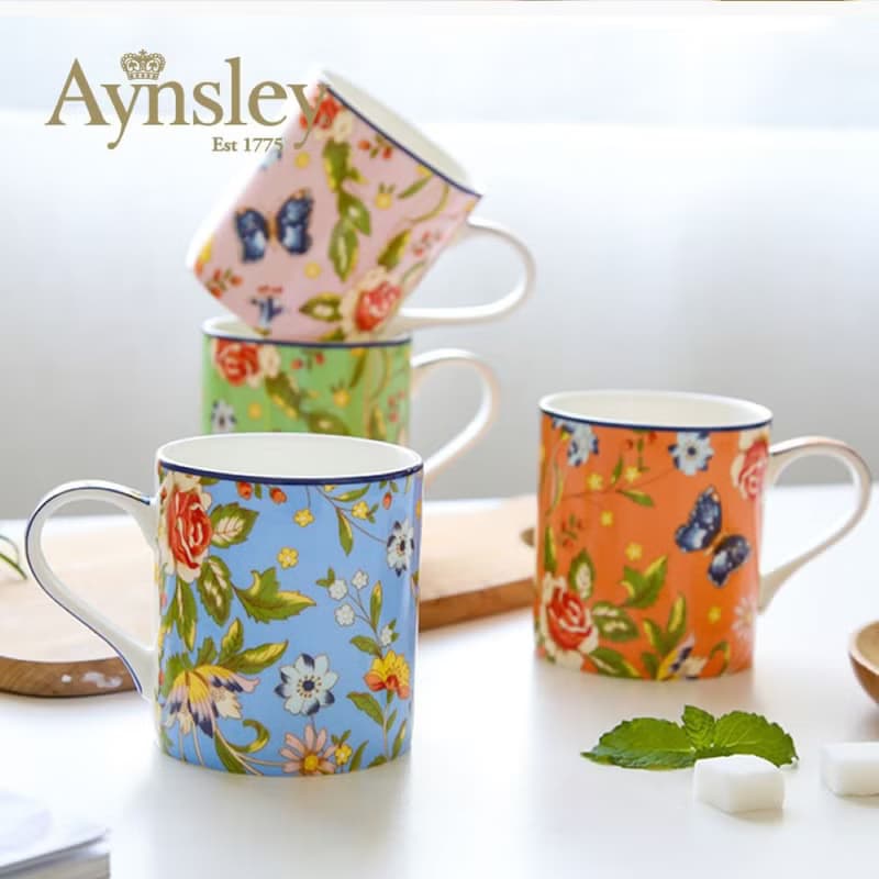 Aynsley 小屋花園系列 陶瓷馬克杯四入組 400ml 四色一組