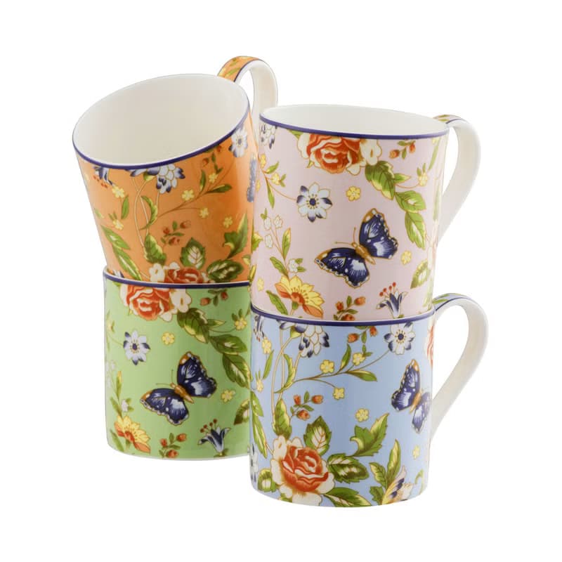Aynsley 小屋花園系列 陶瓷馬克杯四入組 400ml 四色一組