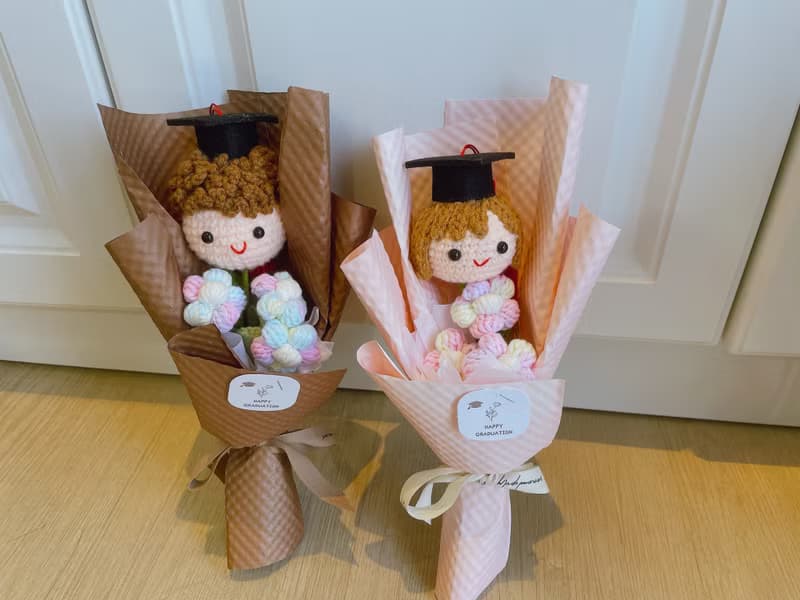 編織學士玩偶花束/編織花束/畢業玩偶花束/畢業花束/幼稚園禮物