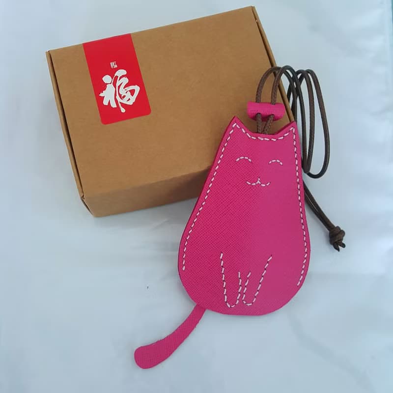 定制 可刻字 小猫咪 鑰匙圈 真皮 钥匙链 鑰匙包 毕业 生日禮物 