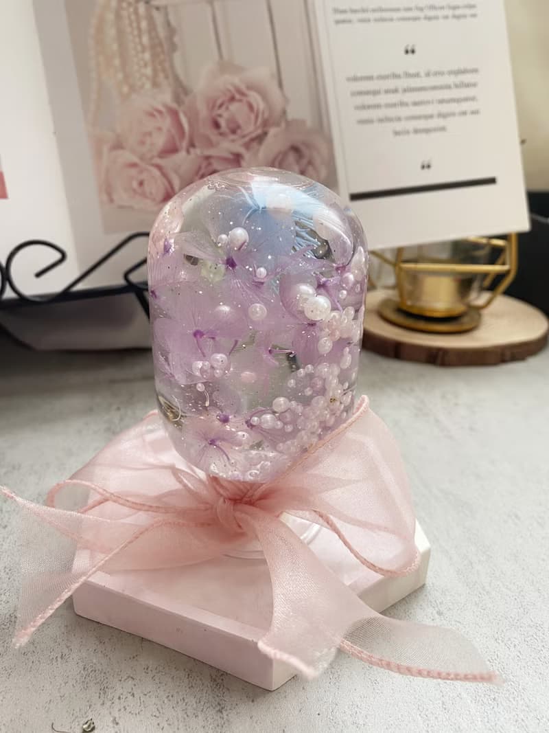 浮油花水晶球・250ml・可自選色系