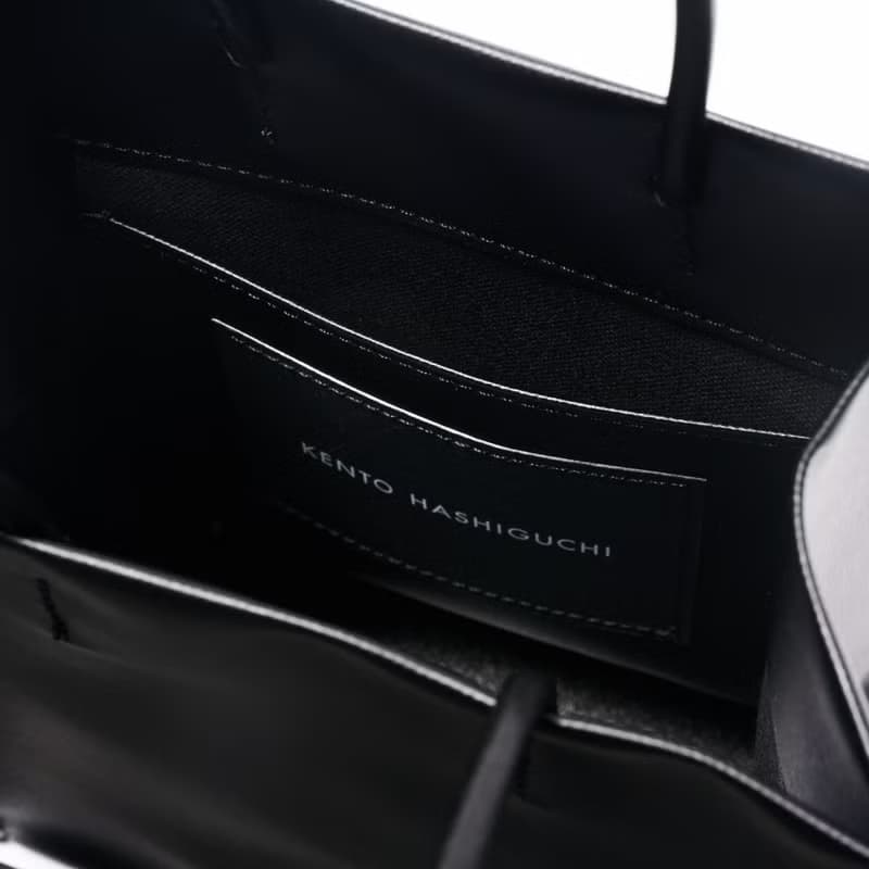 【shopper mini black】トートバッグ/紙袋/ラミネートキャンバス/持ち手レザー/シンプル/底鋲/自立