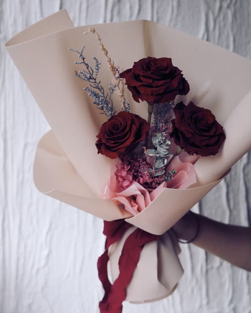 永生花花束  生日 l 週年 l l 慶祝 l 紅色系