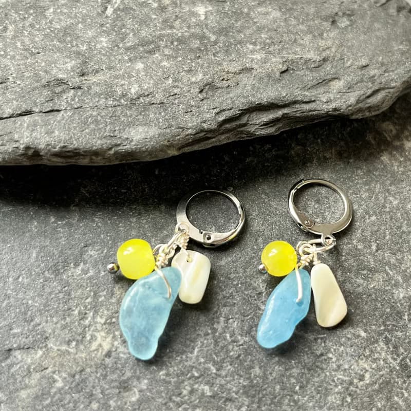 天然石系列 /夏天的風 / 貝殼 / 耳環