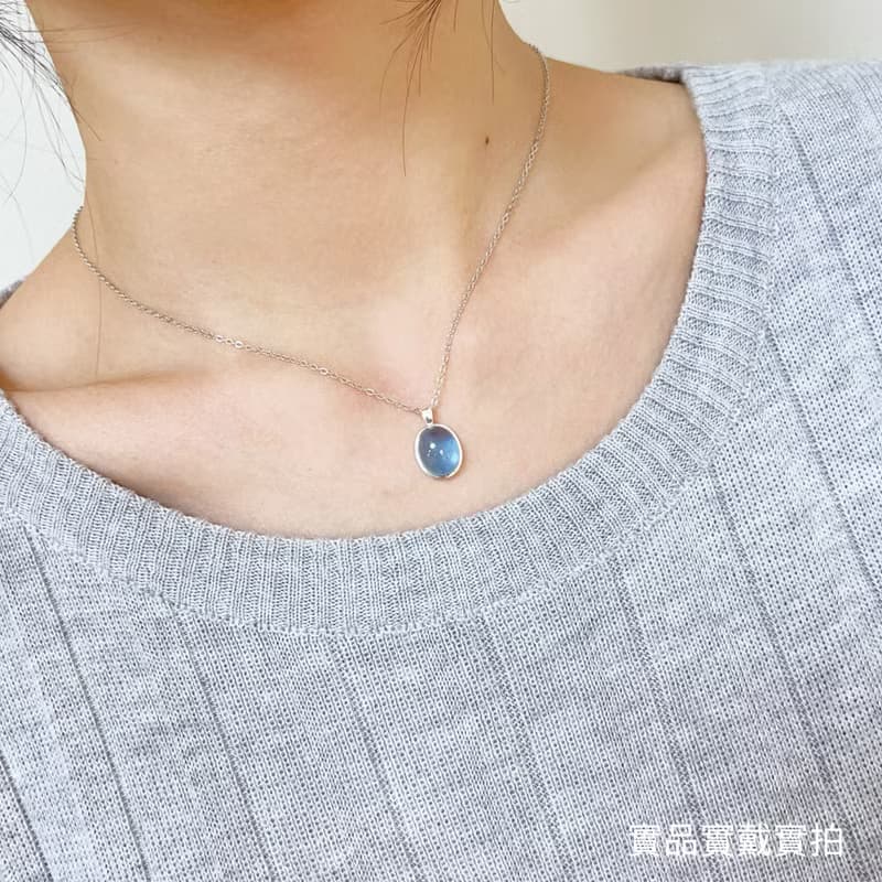 心靈能量-蛋面海藍寶石項鍊