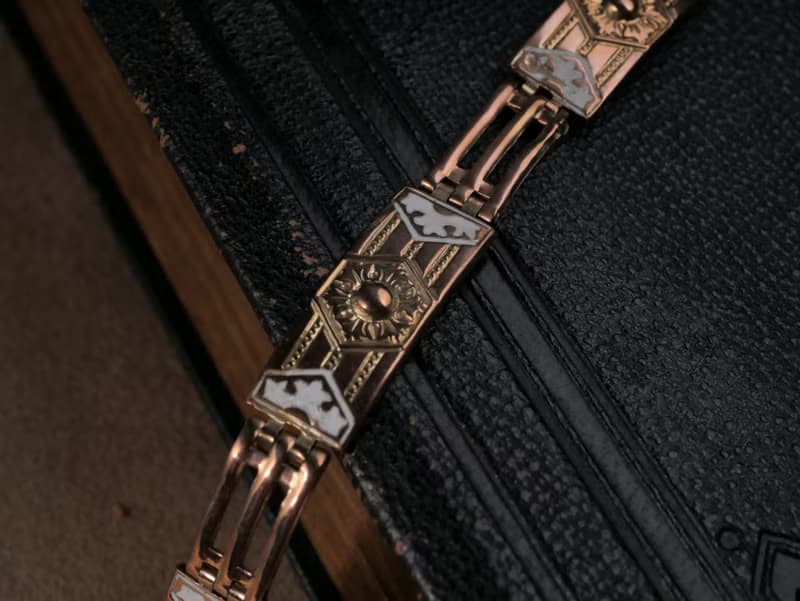 1880s-1890s 愛爾蘭 太陽圖騰白珐瑯手鍊