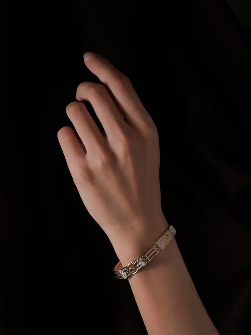 1880s-1890s 愛爾蘭 太陽圖騰白珐瑯手鍊