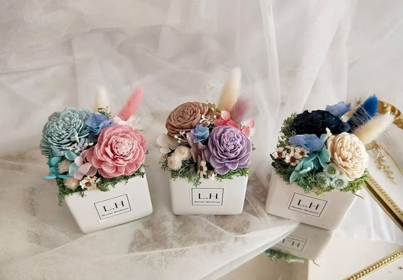 藍芯手作│乾燥盆花・永生玫瑰花 畢業花束 生日禮物 母親節禮盒