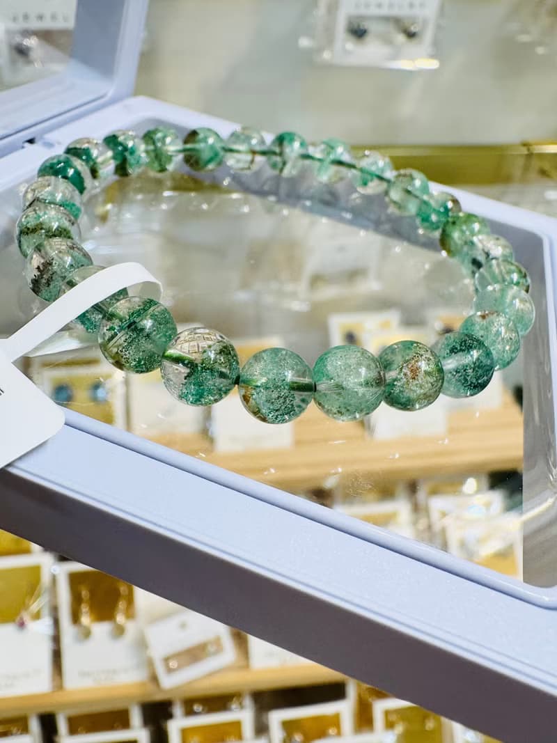 稀有精品級天然鮮綠翠綠幽靈7mm13.26g正財事業貴人緣生意緣