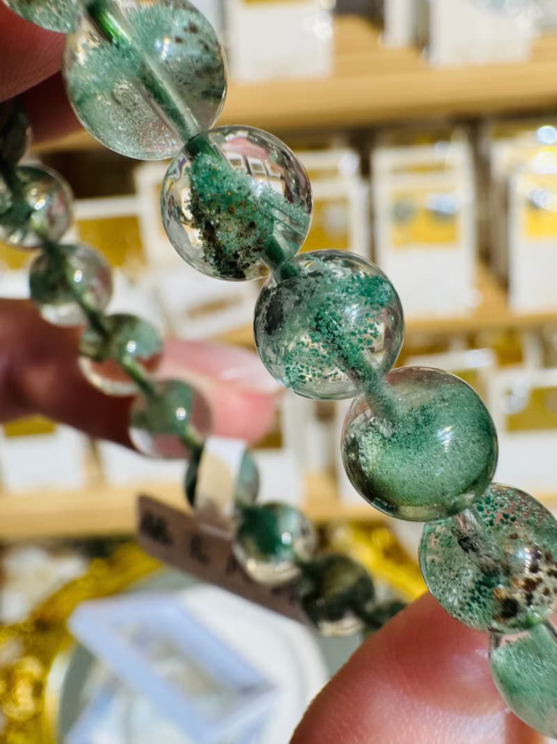 稀有精品級天然鮮綠翠綠幽靈7mm13.26g正財事業貴人緣生意緣